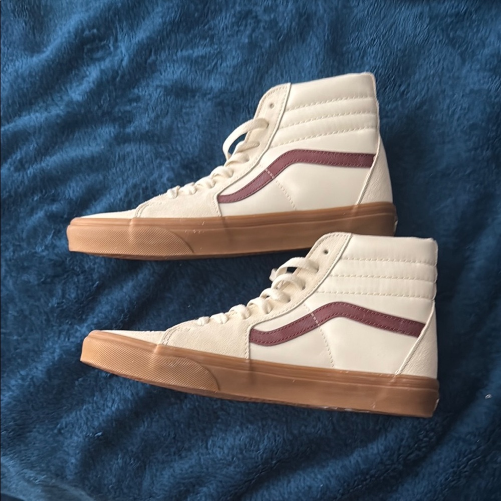 Vans Cream and Brown High-Top Sneakers with Classic Design